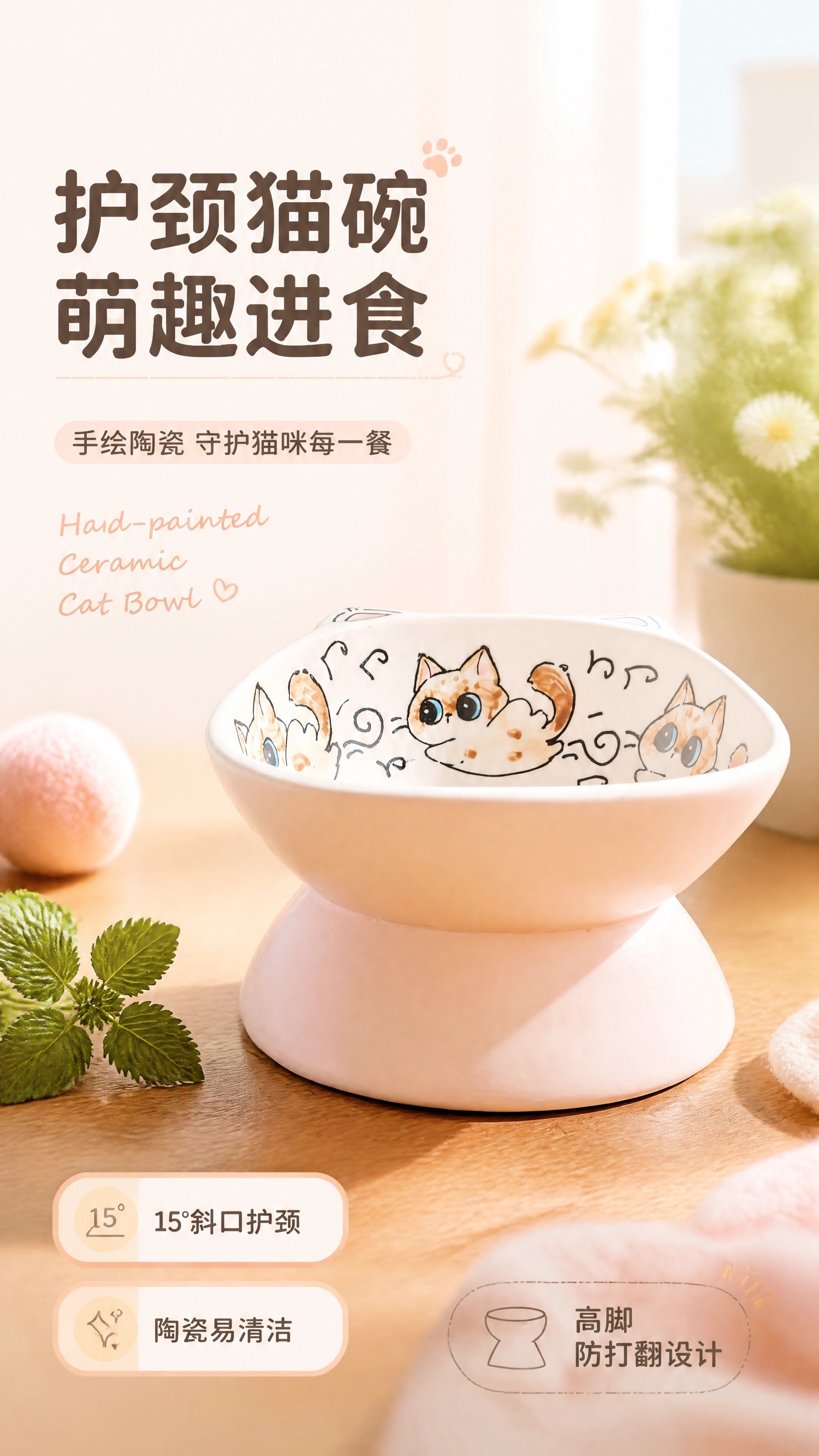 手绘猫碗详情页