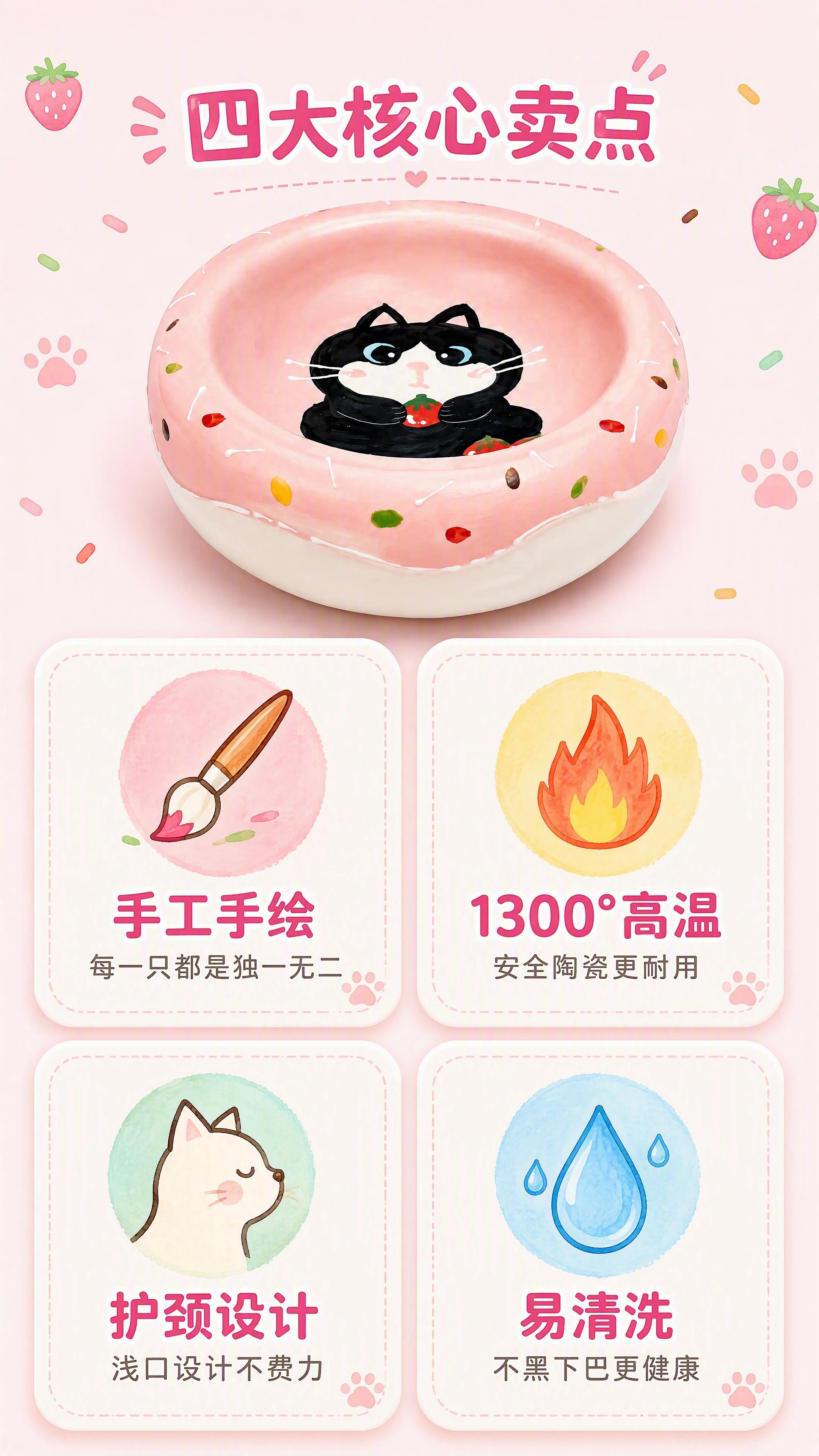 甜甜圈猫碗详情页