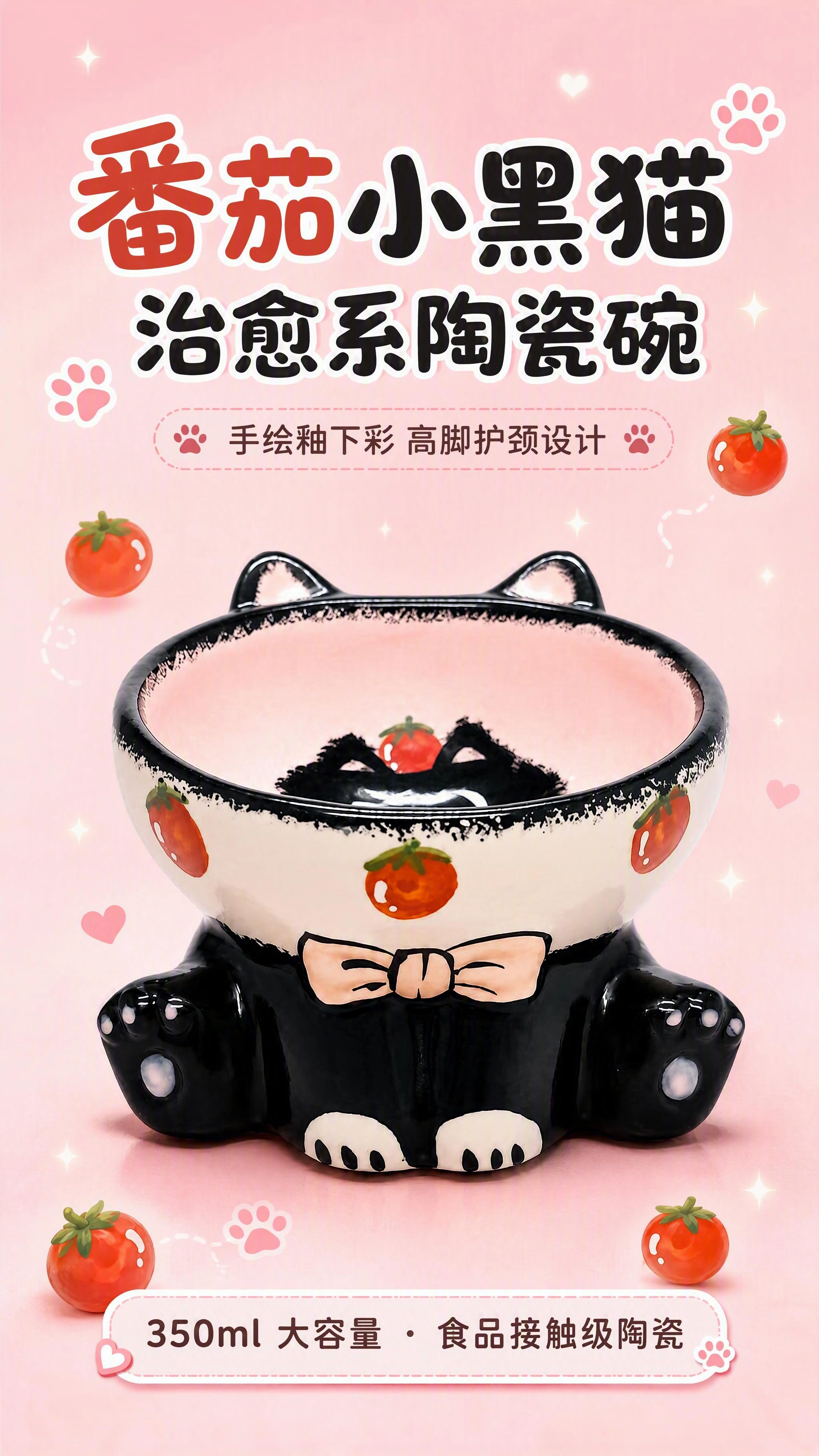 草莓猫咪猫碗详情页